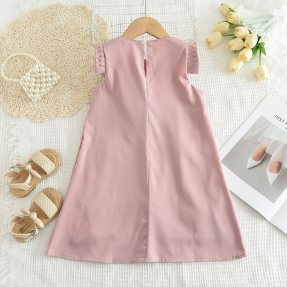 New style sleeveless high-end children's clothing three-dimensional flower princess dress big girl dress