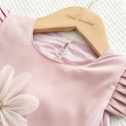 New style sleeveless high-end children's clothing three-dimensional flower princess dress big girl dress