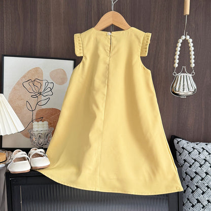 New style sleeveless high-end children's clothing three-dimensional flower princess dress big girl dress