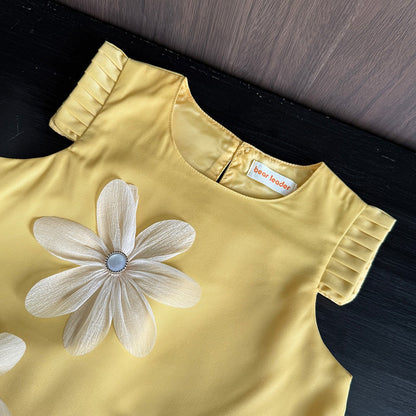 New style sleeveless high-end children's clothing three-dimensional flower princess dress big girl dress