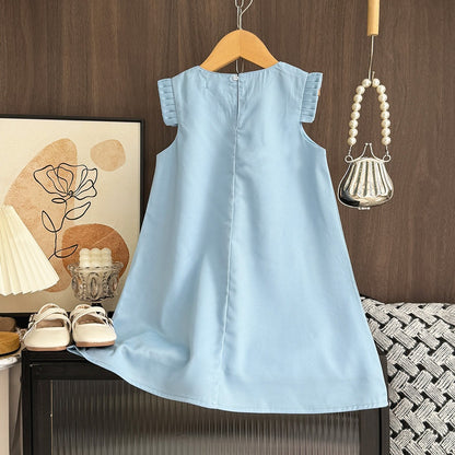 New style sleeveless high-end children's clothing three-dimensional flower princess dress big girl dress