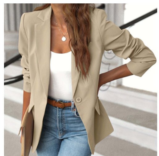 Ins Lapel Button Jacket Fashion Commuter Casual Suit Jacket Women's Long-sleeved Tops Outwear Clothing (Available) - Mom & Kids
