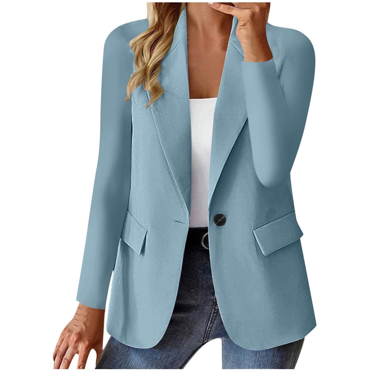 Ins Lapel Button Jacket Fashion Commuter Casual Suit Jacket Women's Long-sleeved Tops Outwear Clothing (Available) - Mom & Kids