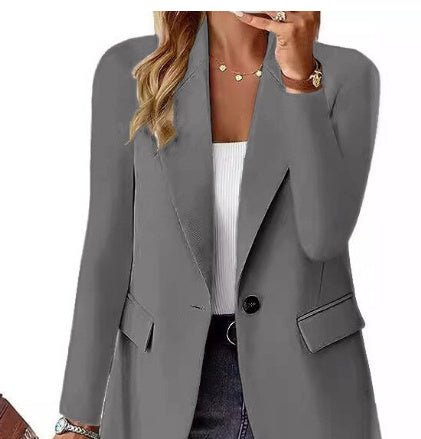 Ins Lapel Button Jacket Fashion Commuter Casual Suit Jacket Women's Long-sleeved Tops Outwear Clothing (Available) - Mom & Kids