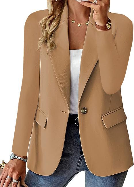 Ins Lapel Button Jacket Fashion Commuter Casual Suit Jacket Women's Long-sleeved Tops Outwear Clothing (Available) - Mom & Kids