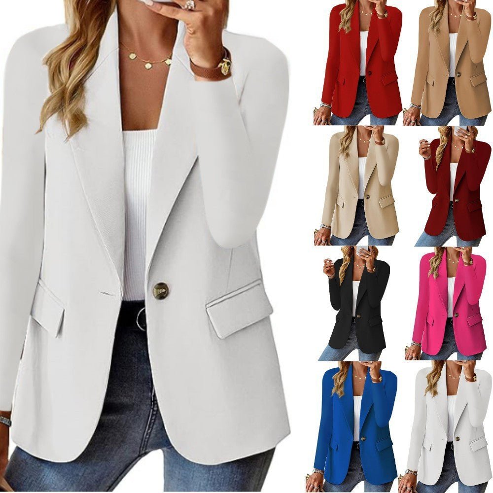 Ins Lapel Button Jacket Fashion Commuter Casual Suit Jacket Women's Long-sleeved Tops Outwear Clothing (Available) - Mom & Kids