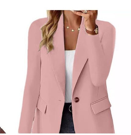 Ins Lapel Button Jacket Fashion Commuter Casual Suit Jacket Women's Long-sleeved Tops Outwear Clothing (Available) - Mom & Kids