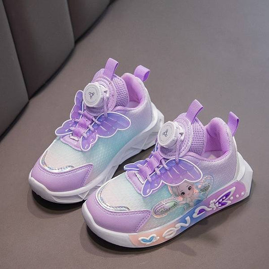 New Princess Elsa Shoes with Leather Surface, Super Soft Waterproof Children's Sports Shoes