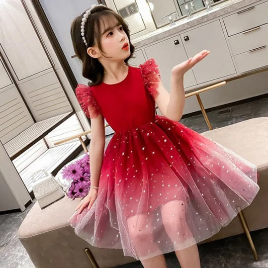 Girls Princess Dresses Star Pattern Girls Sleeveless Kid Dress Teenage Outfits for Girls