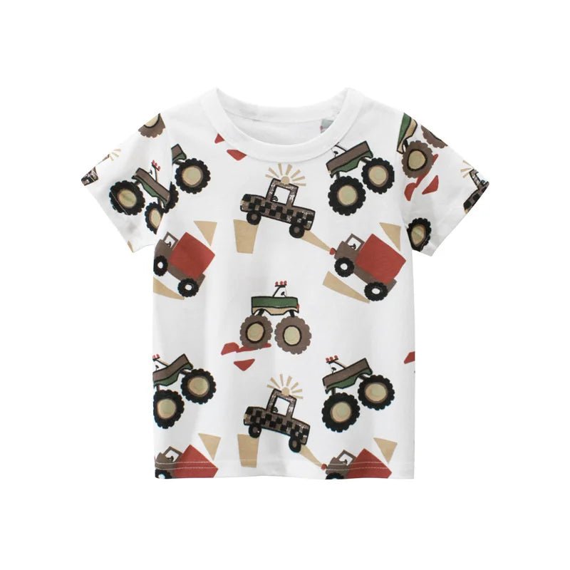 Jumping Meters Hot Selling Boys Girls Summer Baby T Shirts Short Sleeve Cartoon Cars Toddler Tees Tops Boys Girls Clothing - Mom & Kids