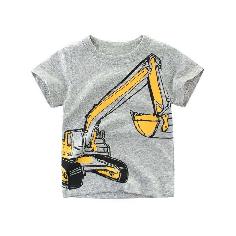 Jumping Meters Hot Selling Boys Girls Summer Baby T Shirts Short Sleeve Cartoon Cars Toddler Tees Tops Boys Girls Clothing - Mom & Kids