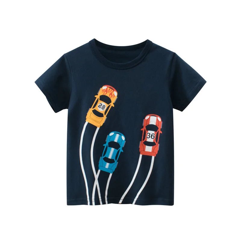 Jumping Meters Hot Selling Boys Girls Summer Baby T Shirts Short Sleeve Cartoon Cars Toddler Tees Tops Boys Girls Clothing - Mom & Kids
