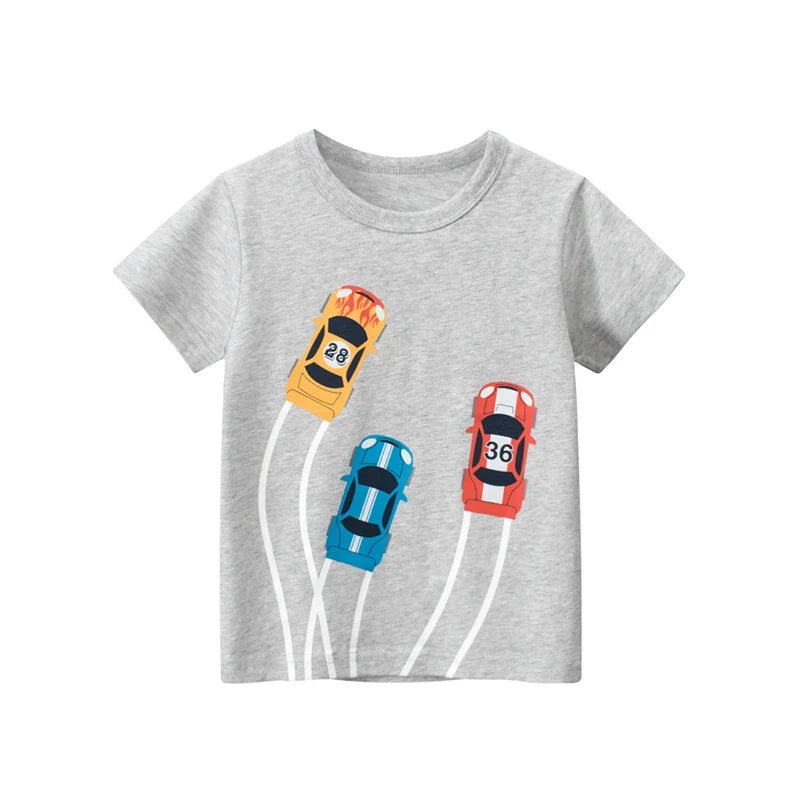 Jumping Meters Hot Selling Boys Girls Summer Baby T Shirts Short Sleeve Cartoon Cars Toddler Tees Tops Boys Girls Clothing - Mom & Kids