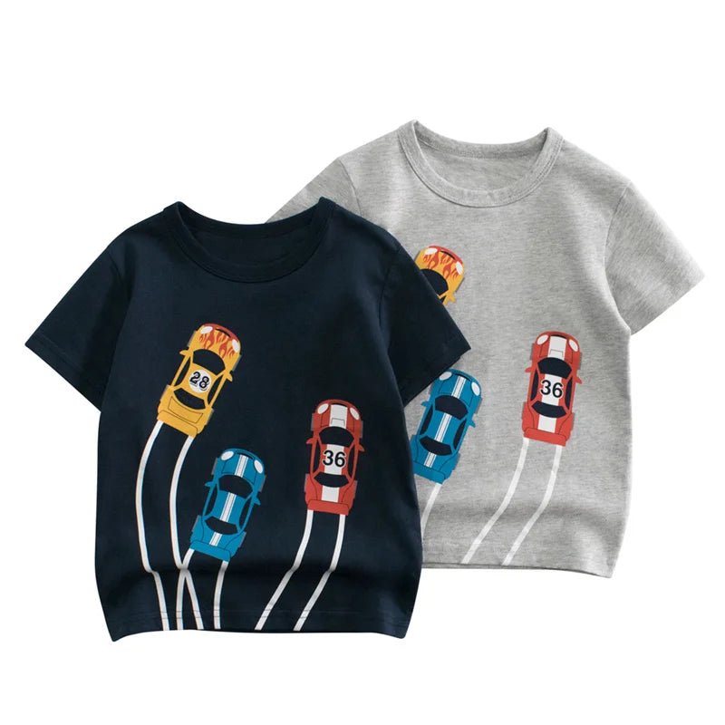 Jumping Meters Hot Selling Boys Girls Summer Baby T Shirts Short Sleeve Cartoon Cars Toddler Tees Tops Boys Girls Clothing - Mom & Kids