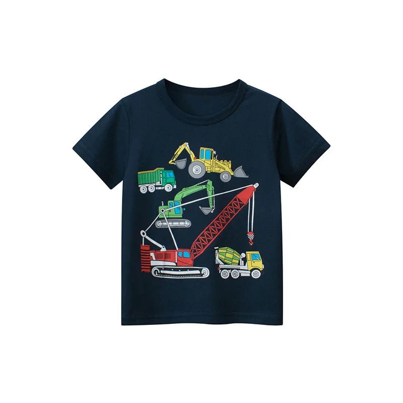 Jumping Meters Hot Selling Boys Girls Summer Baby T Shirts Short Sleeve Cartoon Cars Toddler Tees Tops Boys Girls Clothing - Mom & Kids
