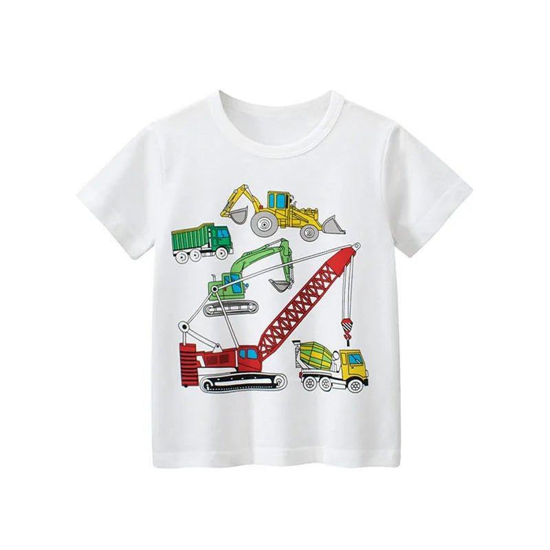 Jumping Meters Hot Selling Boys Girls Summer Baby T Shirts Short Sleeve Cartoon Cars Toddler Tees Tops Boys Girls Clothing - Mom & Kids