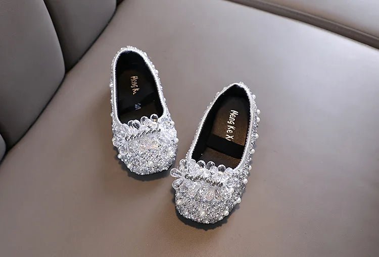 Kids Girl Shoes New Girls Princess Shoes Fashion Children Sequins Bling Bow Shoe Kid Rhinestone Non-slip Flat Shoe - Mom & Kids