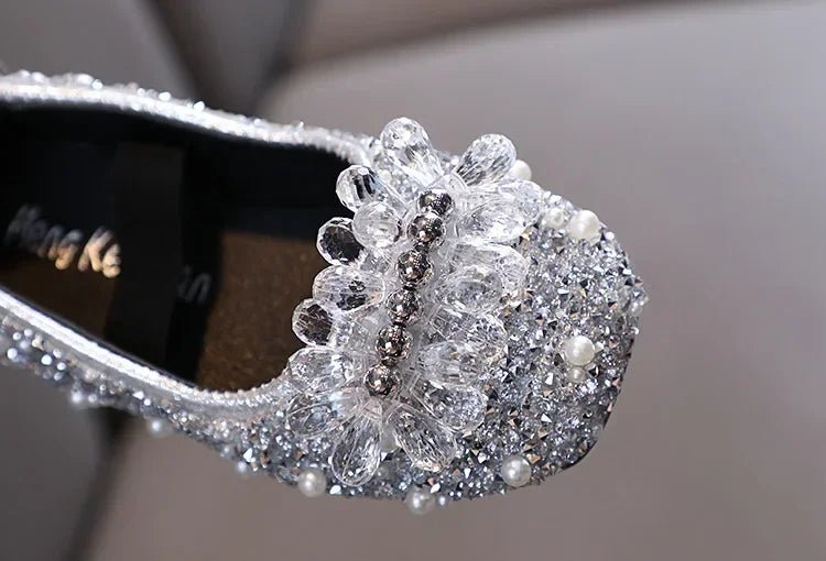 Kids Girl Shoes New Girls Princess Shoes Fashion Children Sequins Bling Bow Shoe Kid Rhinestone Non-slip Flat Shoe - Mom & Kids