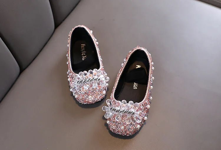 Kids Girl Shoes New Girls Princess Shoes Fashion Children Sequins Bling Bow Shoe Kid Rhinestone Non-slip Flat Shoe - Mom & Kids