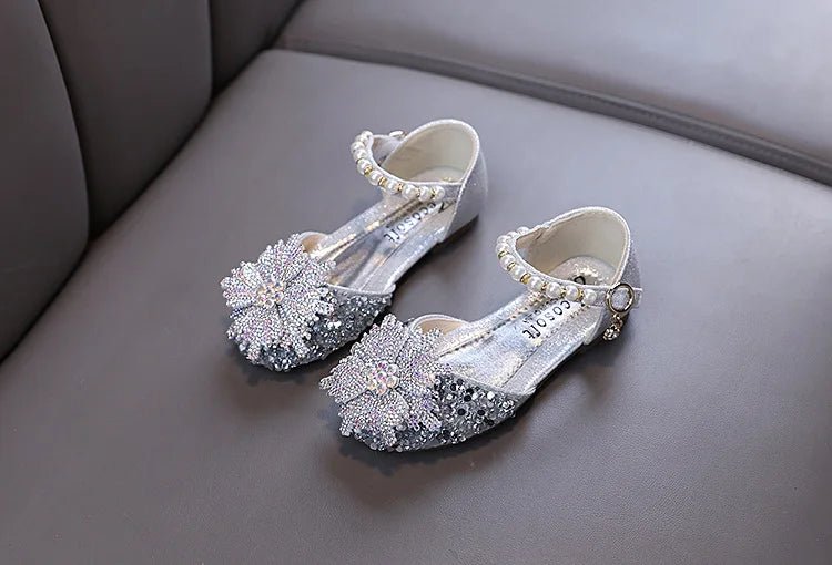 Kids Rhinestones Bow Sandals Cute Girls Party Sandals Children's Princess Shoes Fashion Soft Sole Flat Beach Sandals - Mom & Kids