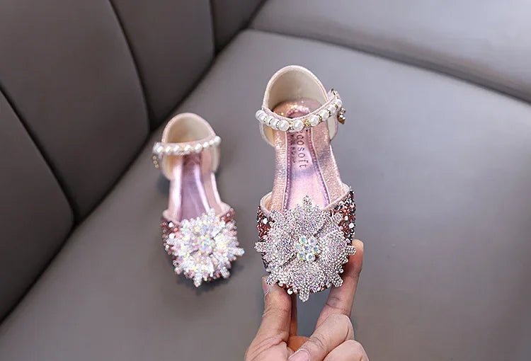 Kids Rhinestones Bow Sandals Cute Girls Party Sandals Children's Princess Shoes Fashion Soft Sole Flat Beach Sandals - Mom & Kids