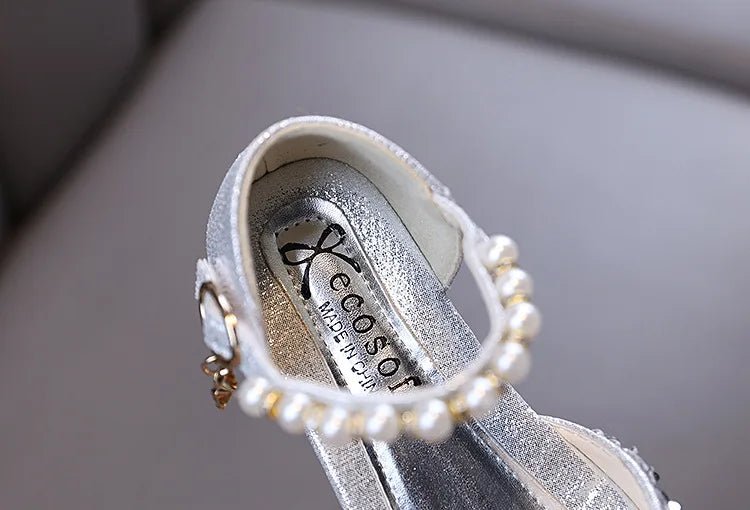 Kids Rhinestones Bow Sandals Cute Girls Party Sandals Children's Princess Shoes Fashion Soft Sole Flat Beach Sandals - Mom & Kids