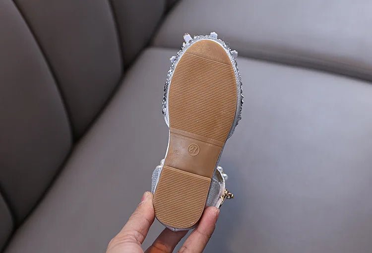 Kids Rhinestones Bow Sandals Cute Girls Party Sandals Children's Princess Shoes Fashion Soft Sole Flat Beach Sandals - Mom & Kids