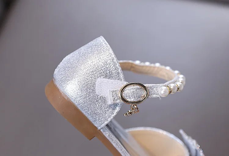 Kids Rhinestones Bow Sandals Cute Girls Party Sandals Children's Princess Shoes Fashion Soft Sole Flat Beach Sandals - Mom & Kids