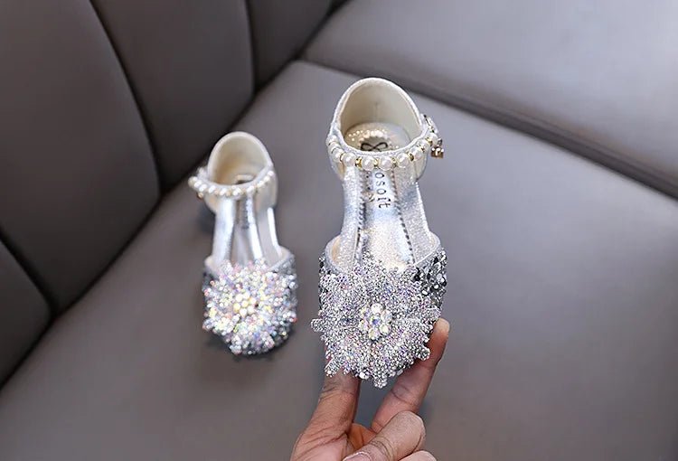 Kids Rhinestones Bow Sandals Cute Girls Party Sandals Children's Princess Shoes Fashion Soft Sole Flat Beach Sandals - Mom & Kids