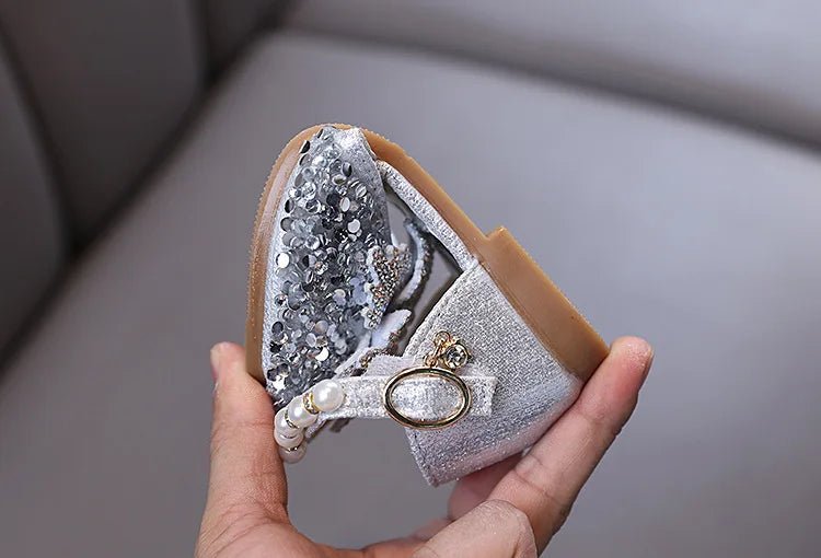 Kids Rhinestones Bow Sandals Cute Girls Party Sandals Children's Princess Shoes Fashion Soft Sole Flat Beach Sandals - Mom & Kids