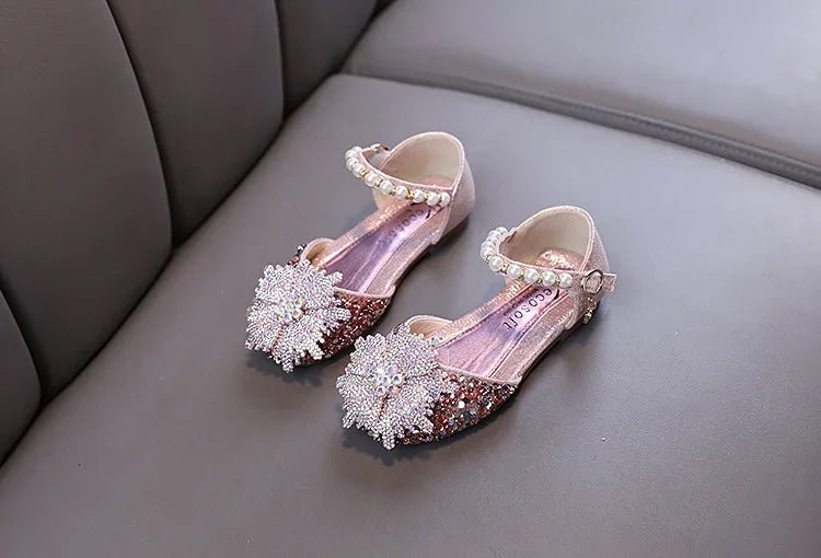 Kids Rhinestones Bow Sandals Cute Girls Party Sandals Children's Princess Shoes Fashion Soft Sole Flat Beach Sandals - Mom & Kids