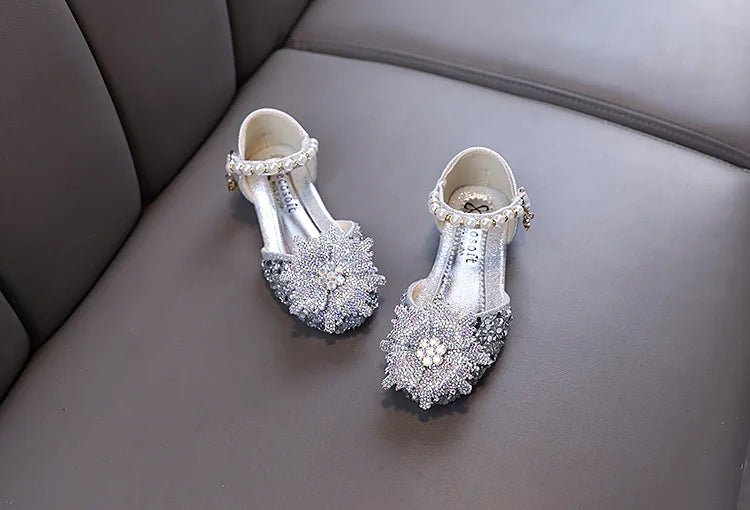 Kids Rhinestones Bow Sandals Cute Girls Party Sandals Children's Princess Shoes Fashion Soft Sole Flat Beach Sandals - Mom & Kids