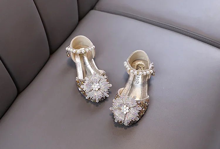 Kids Rhinestones Bow Sandals Cute Girls Party Sandals Children's Princess Shoes Fashion Soft Sole Flat Beach Sandals - Mom & Kids