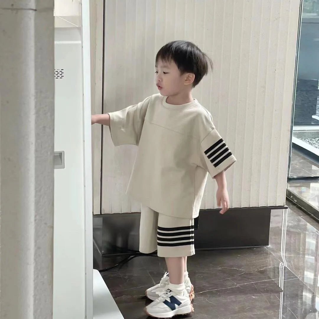 Kids Sportswear 2 Piece Set Korean Style Short Sleeve and Shorts Outfit for Boys and Girls - Mom & Kids