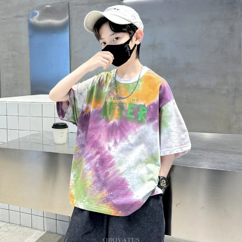 Korean Child Tee Top Clothing School Kids Summer Short Sleeve T-Shirt for Boys O-Neck Casual Tshirt Kids Luxury Clothes Costume - Mom & Kids