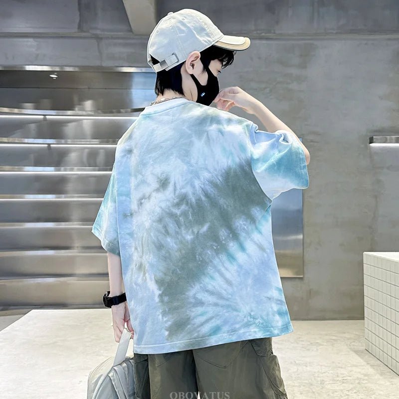 Korean Child Tee Top Clothing School Kids Summer Short Sleeve T-Shirt for Boys O-Neck Casual Tshirt Kids Luxury Clothes Costume - Mom & Kids