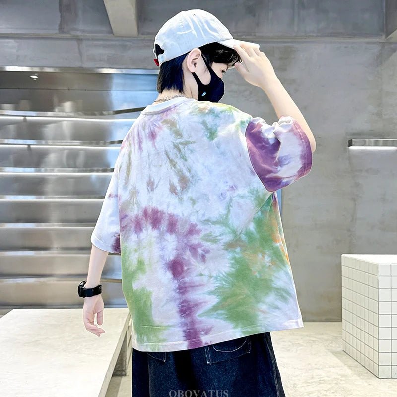 Korean Child Tee Top Clothing School Kids Summer Short Sleeve T-Shirt for Boys O-Neck Casual Tshirt Kids Luxury Clothes Costume - Mom & Kids