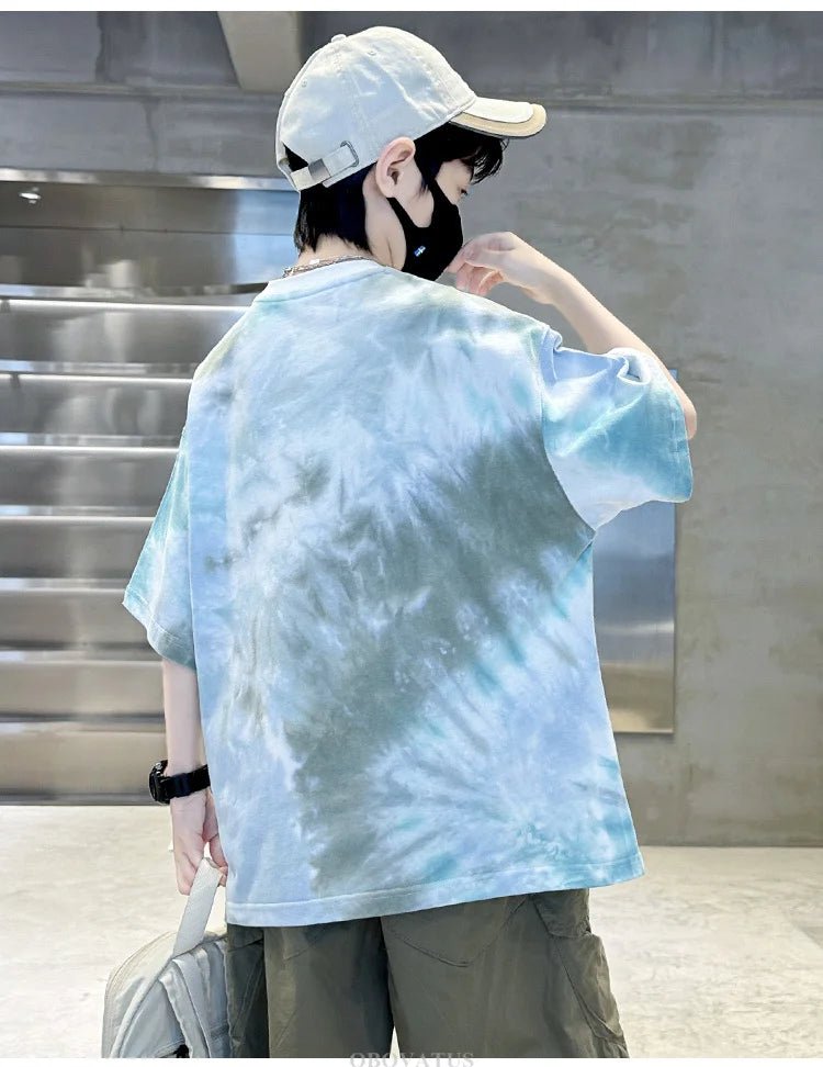 Korean Child Tee Top Clothing School Kids Summer Short Sleeve T-Shirt for Boys O-Neck Casual Tshirt Kids Luxury Clothes Costume - Mom & Kids