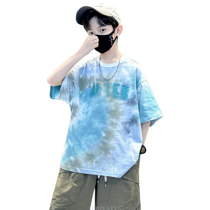 Korean Child Tee Top Clothing School Kids Summer Short Sleeve T-Shirt for Boys O-Neck Casual Tshirt Kids Luxury Clothes Costume - Mom & Kids