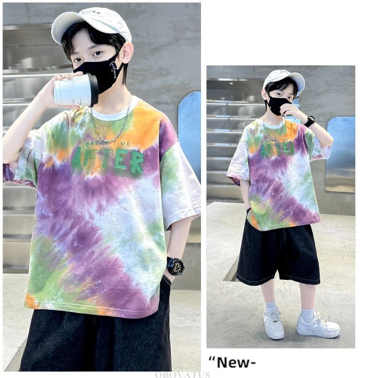 Korean Child Tee Top Clothing School Kids Summer Short Sleeve T-Shirt for Boys O-Neck Casual Tshirt Kids Luxury Clothes Costume - Mom & Kids