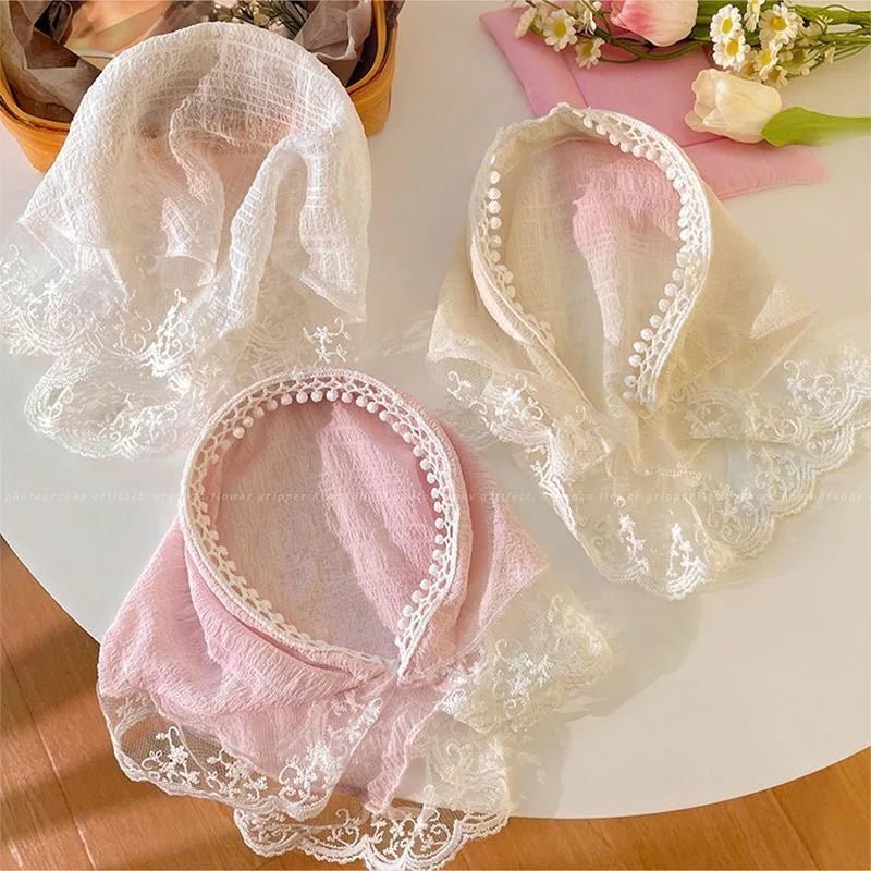 Lace Triangular Hair Scarf Headband Square Headscarf Hairband Turban Bandage Bandana Headband Women Headwarp Hair Accessories - Mom & Kids