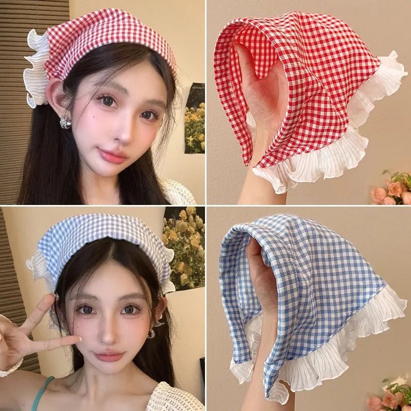 Lace Triangular Hair Scarf Headband Square Headscarf Hairband Turban Bandage Bandana Headband Women Headwarp Hair Accessories - Mom & Kids