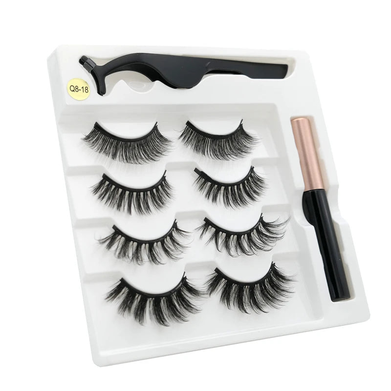 Magnetic eyelashes kit with reusable 3D false lashes and magnetic eyeliner pen for natural eye makeup