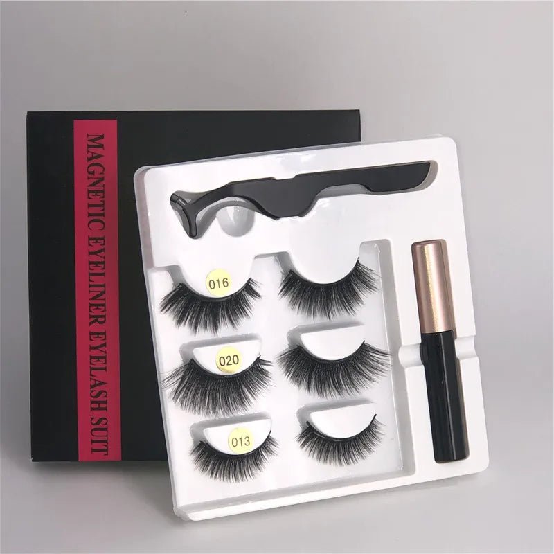 Magnetic eyelashes kit with reusable 3D false lashes and magnetic eyeliner pen for natural eye makeup
