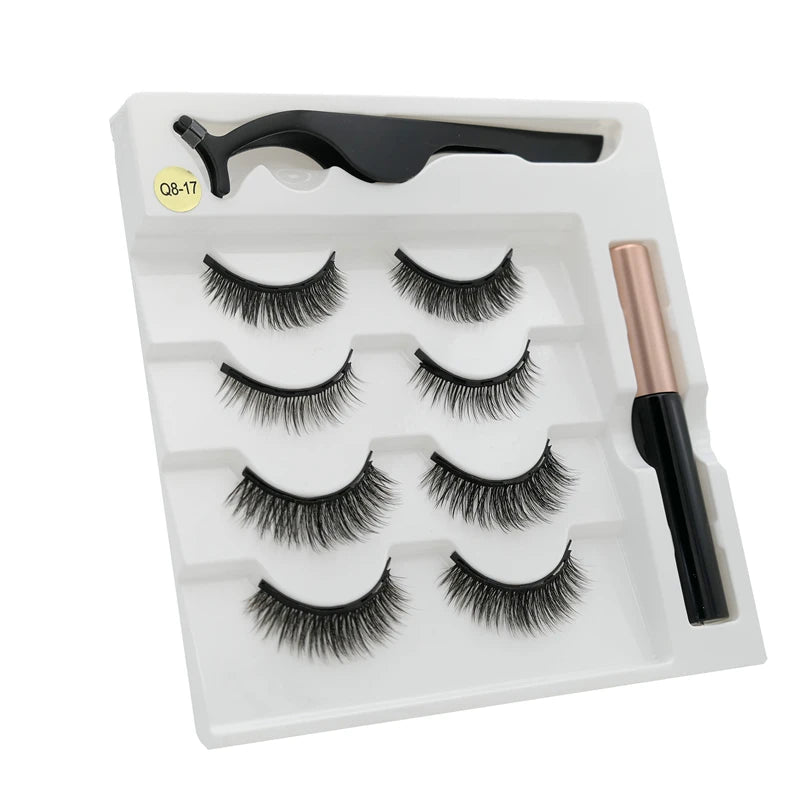 Magnetic eyelashes kit with reusable 3D false lashes and magnetic eyeliner pen for natural eye makeup