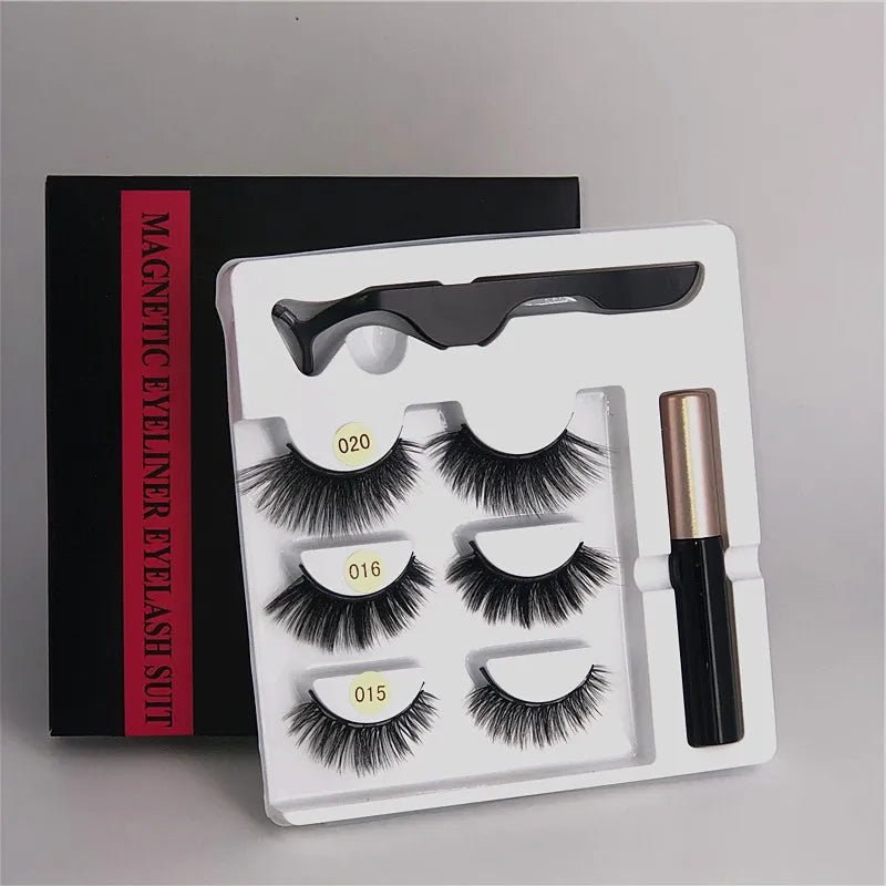 Magnetic eyelashes kit with reusable 3D false lashes and magnetic eyeliner pen for natural eye makeup