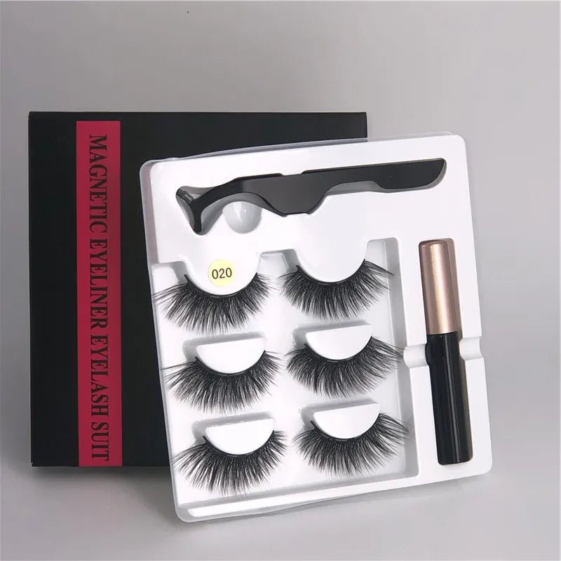 Magnetic eyelashes kit with reusable 3D false lashes and magnetic eyeliner pen for natural eye makeup