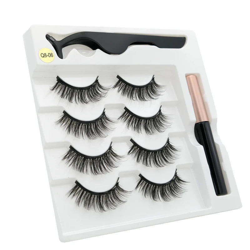 Magnetic eyelashes kit with reusable 3D false lashes and magnetic eyeliner pen for natural eye makeup
