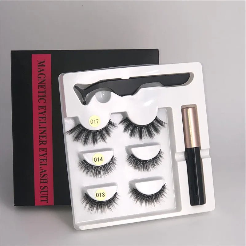Magnetic eyelashes kit with reusable 3D false lashes and magnetic eyeliner pen for natural eye makeup
