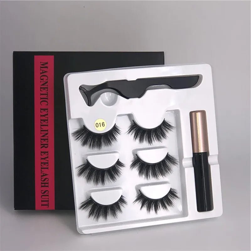Magnetic eyelashes kit with reusable 3D false lashes and magnetic eyeliner pen for natural eye makeup